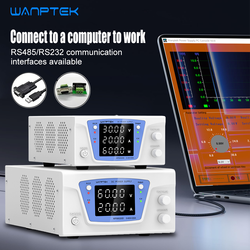 Programmable Dc Power Supply 60V 10A - Wanptek RS485/RS232 laboratoire Programmable réglable alimentation